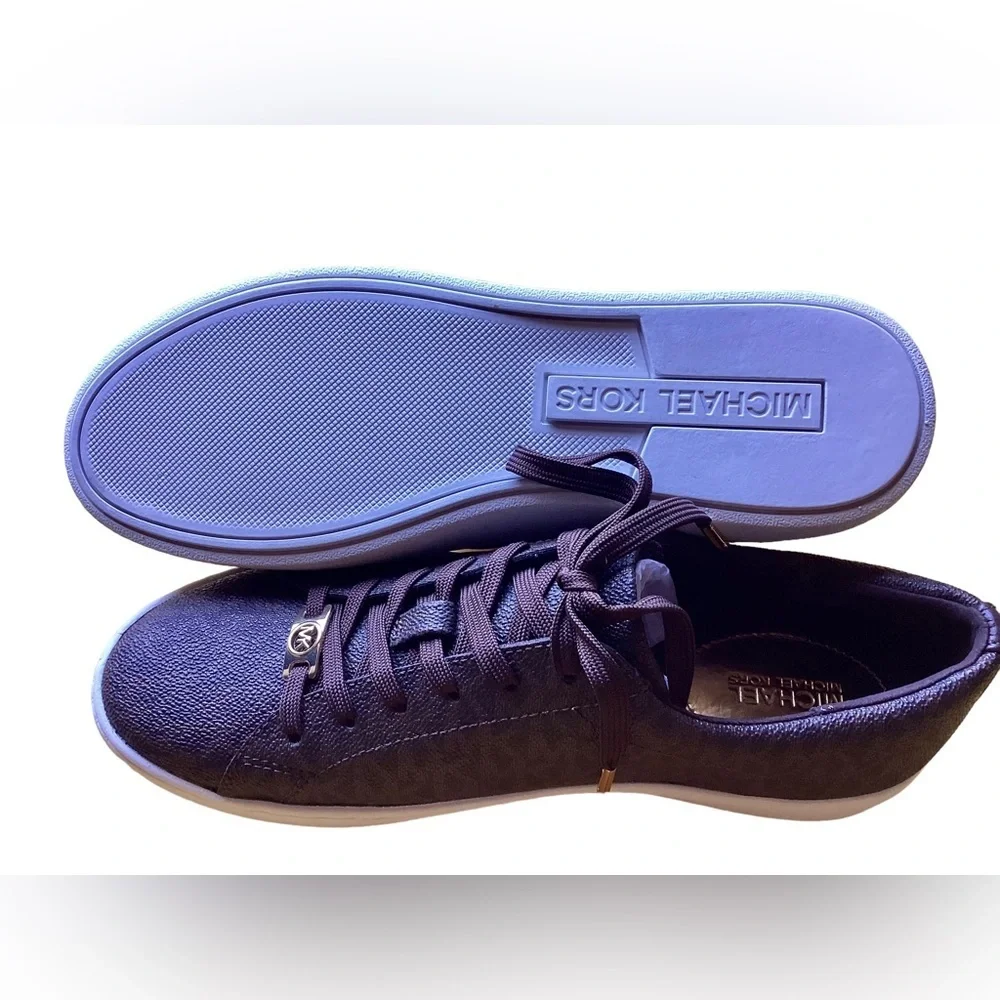 NIB! MICHEAL KORS Keaton Lace Up MK Signature Sneakers Brown w/ Gold